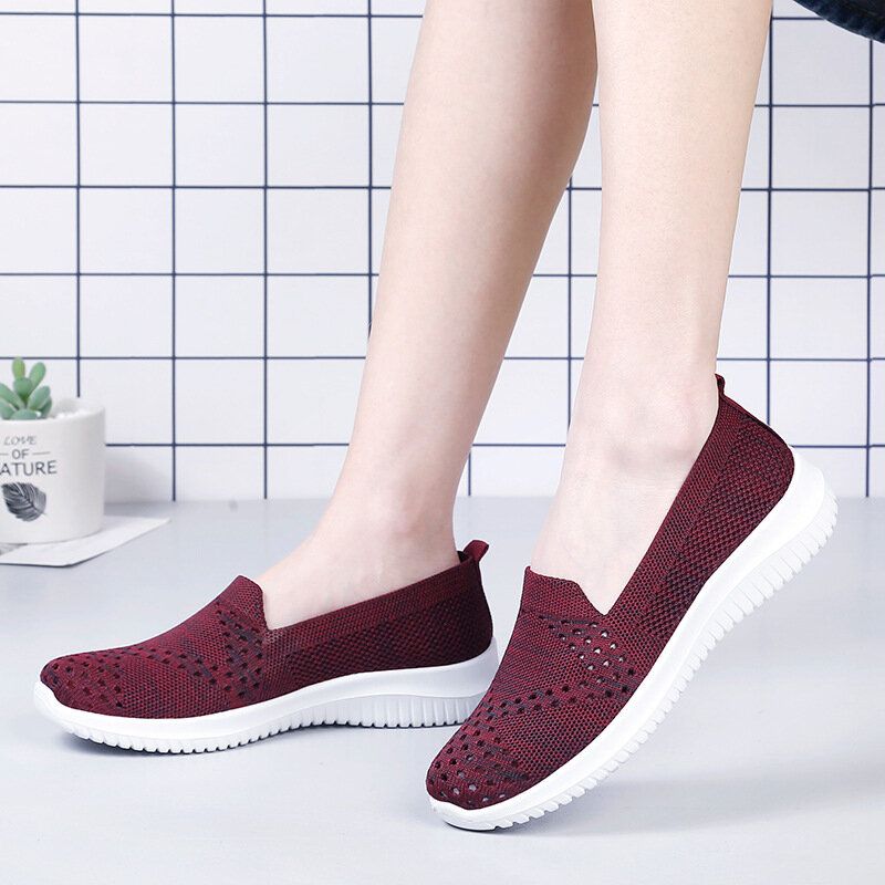 Dame Komfortable Mesh Slip On Pattern Sport Walking Sko