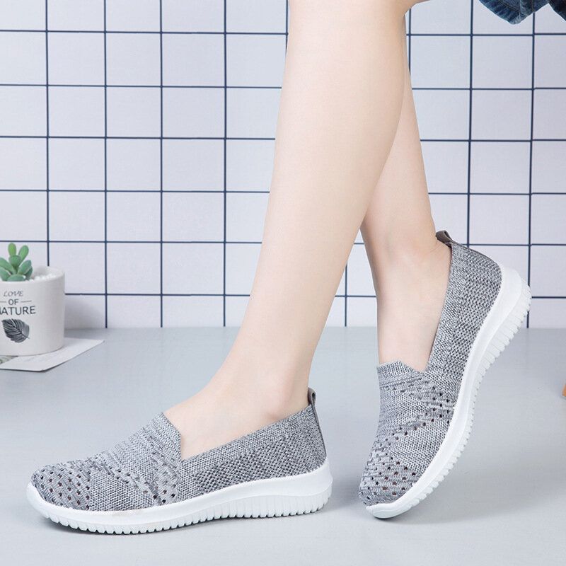 Dame Komfortable Mesh Slip On Pattern Sport Walking Sko