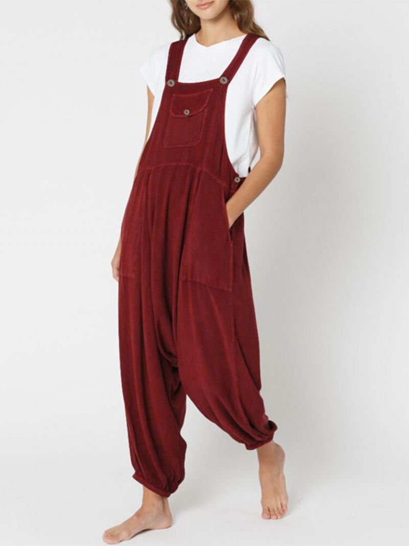 Drop-skitt Sideknapp Solid Plus Size Jumpsuit For Kvinner