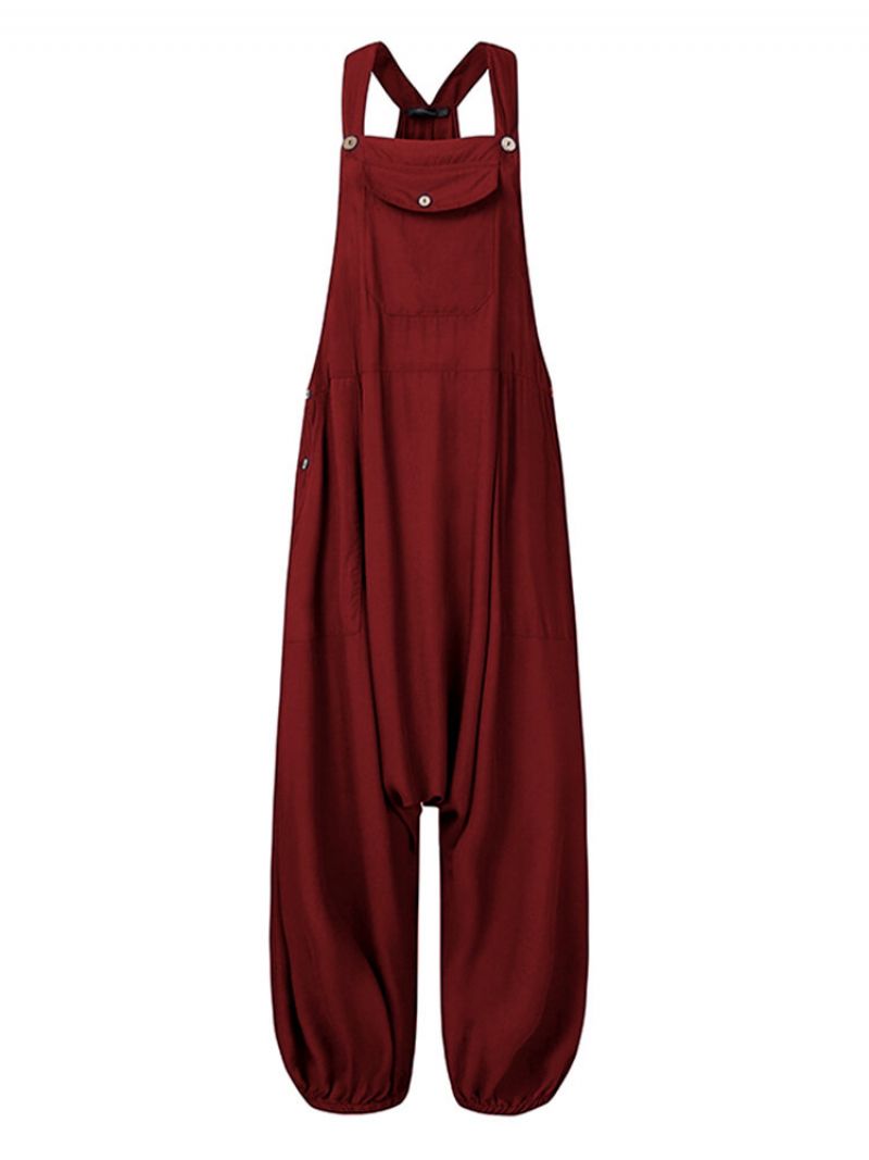 Drop-skitt Sideknapp Solid Plus Size Jumpsuit For Kvinner