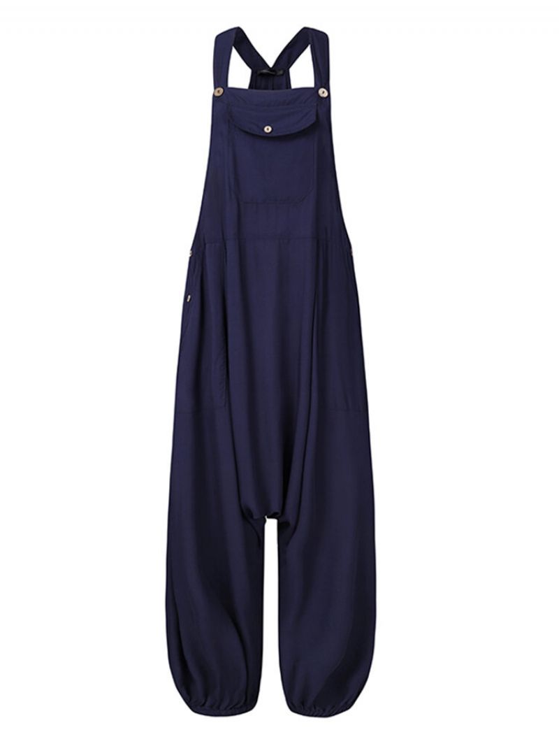 Drop-skitt Sideknapp Solid Plus Size Jumpsuit For Kvinner