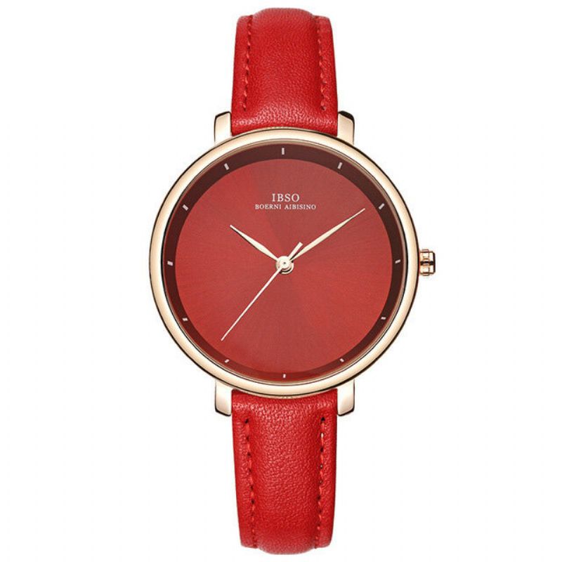 Enkelt Design Damearmbåndsur Business Style Leather Band Quartz Watch