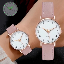 Fashion Luminous Watch Dame Enkel Digital Retro Nubuck Leather Casual Quartz