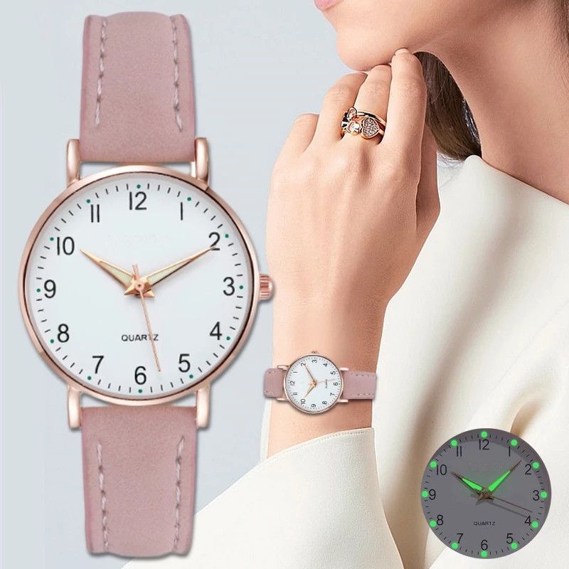 Fashion Luminous Watch Dame Enkel Digital Retro Nubuck Leather Casual Quartz