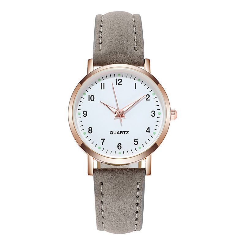 Fashion Luminous Watch Dame Enkel Digital Retro Nubuck Leather Casual Quartz