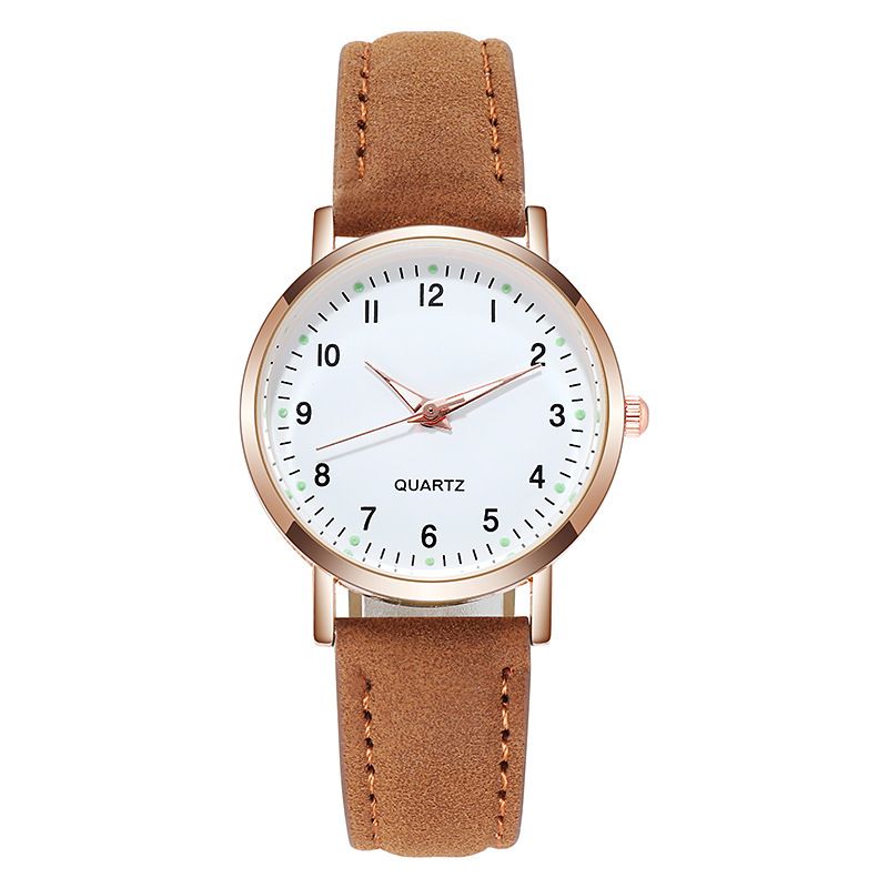 Fashion Luminous Watch Dame Enkel Digital Retro Nubuck Leather Casual Quartz