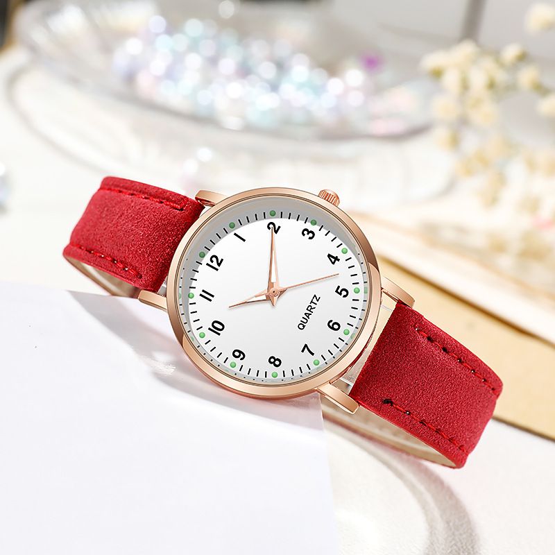 Fashion Luminous Watch Dame Enkel Digital Retro Nubuck Leather Casual Quartz