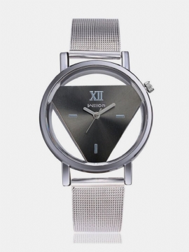 Fashion Triangle Quartz Watch Dobbeltsidig Hulklokke I Rustfritt Stål Dameklokke