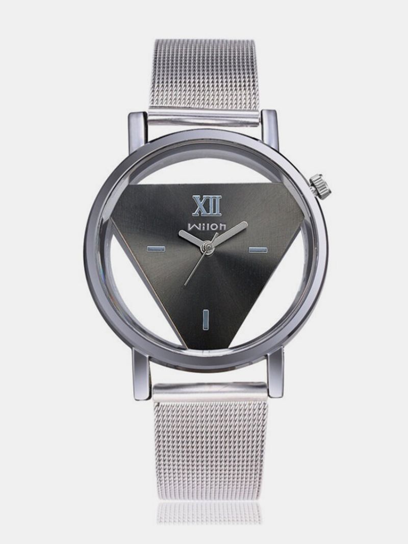 Fashion Triangle Quartz Watch Dobbeltsidig Hulklokke I Rustfritt Stål Dameklokke