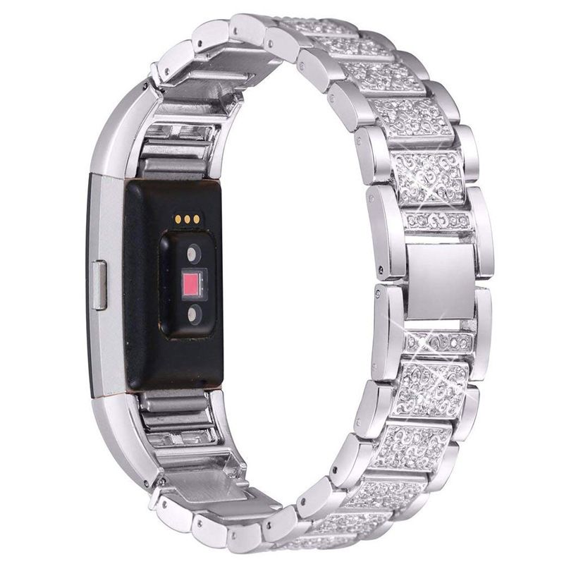 For Fitbit Charge 2/3-erstatning I Rustfritt Stål Rhinestone Armbåndsur