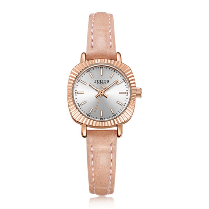 Glitter Dial Watch For Women Vanntett Bunndeksel Ultrafine Leather Strap Quartz-klokke