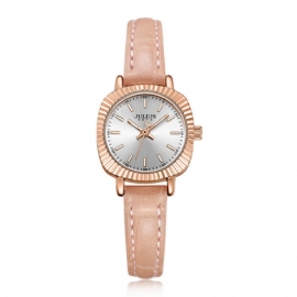 Glitter Dial Watch For Women Vanntett Bunndeksel Ultrafine Leather Strap Quartz-klokke