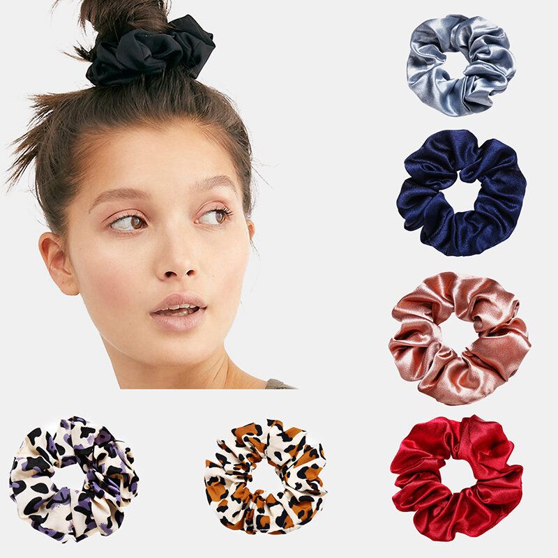 Hår Scrunchies Velvet Scrunchie Elastisk Sateng Hårbånd Uregelmessig Leopard Hestehale Bånd Tau