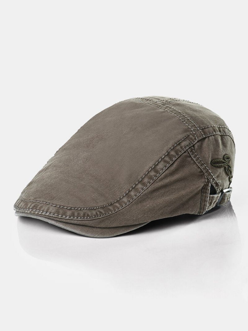 Herre Bomull Broderi Maler Beret Caps Casual Outdoor Visir Forward Hat