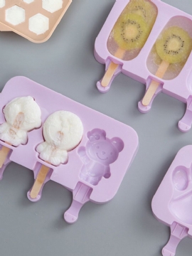 Iskrem Iskremform Silikon Tegneserie Hjemmelaget Ispinner Popsicle Mold Hjem Satt Til Å Sende 50 Trepinner