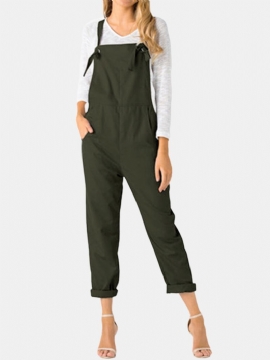 Justerbare Stropper Solid Plus Size Jumpsuit Med Lommer