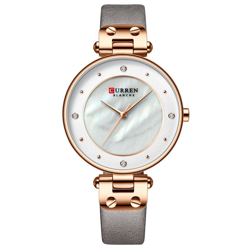 Klassisk Marmor Rhinestone Innlegg Kvarts Klokker Lær Stropp Rund Skive Vanntett Midje Watch