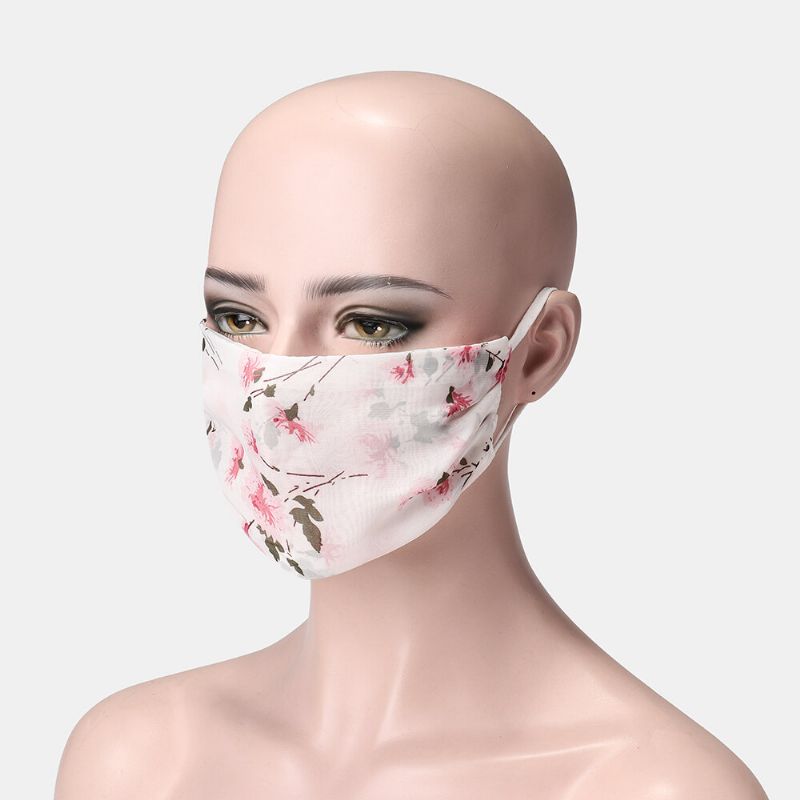 Kvinner Chiffon Ansiktsmaske Pustende Justerbar Trykt Etnisk Floral Mask