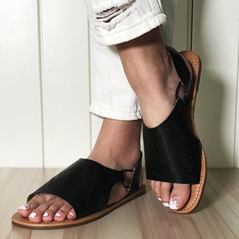 Kvinner Hollow Comfy Pustende Sklisikker Casual Beach Flat Sandaler