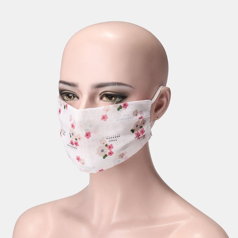 Kvinner Justerbar Chiffon Ansiktsmaske Pustende Etnisk Floral Mask