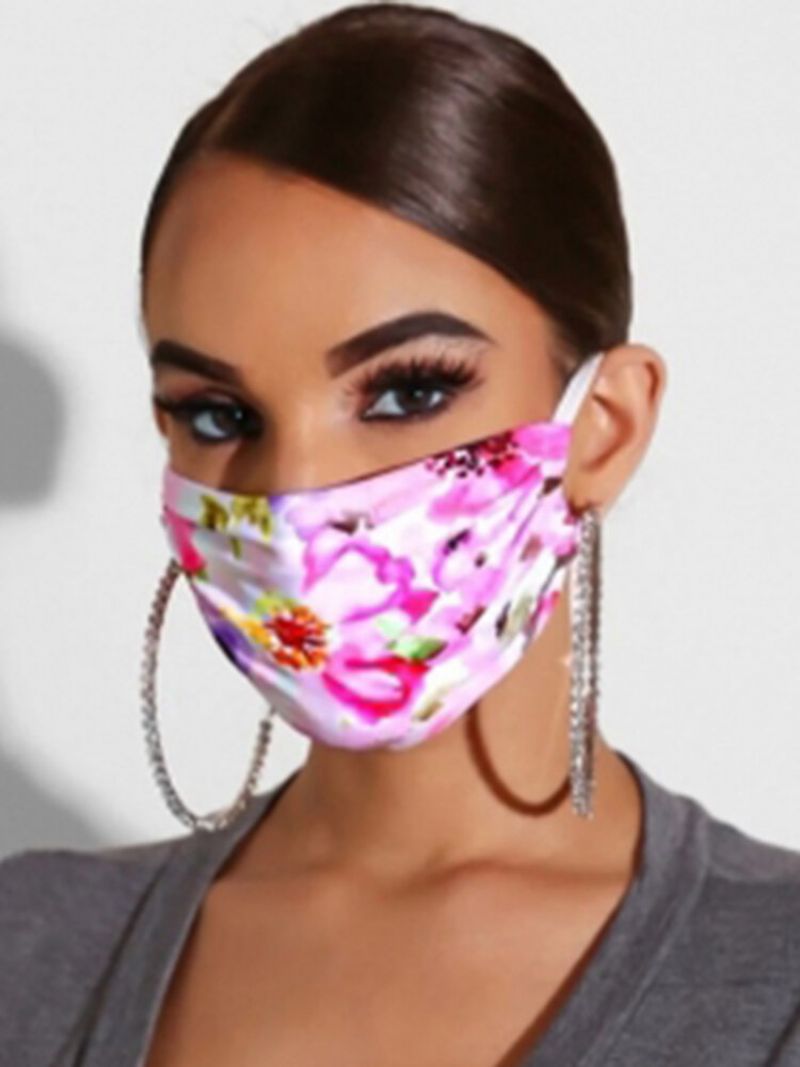 Kvinner Justerbar Chiffon Ansiktsmaske Pustende Etnisk Floral Mask