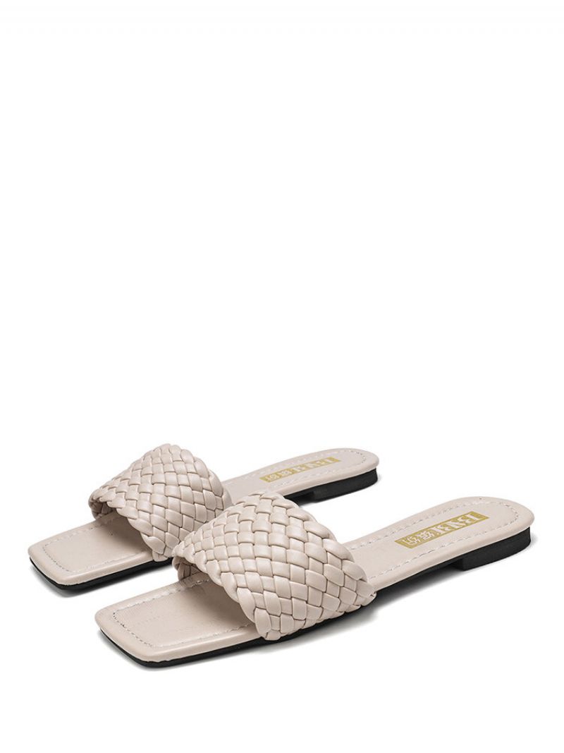 Kvinner Square Toe Ensfarge Strikket Slip On Slippers