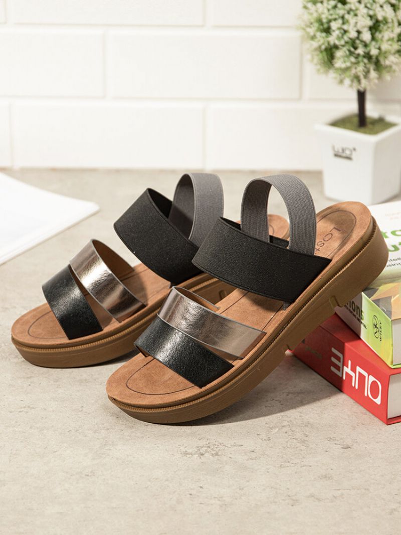 Lostisy Kvinner Casual Triple Strap Slingback Platform Sandaler