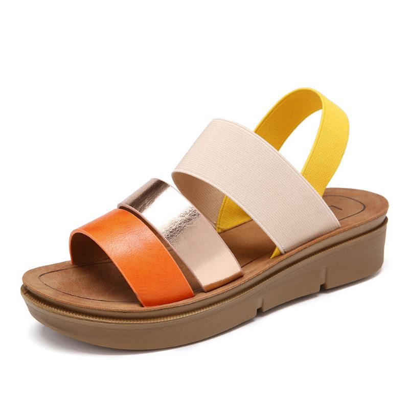 Lostisy Kvinner Casual Triple Strap Slingback Platform Sandaler