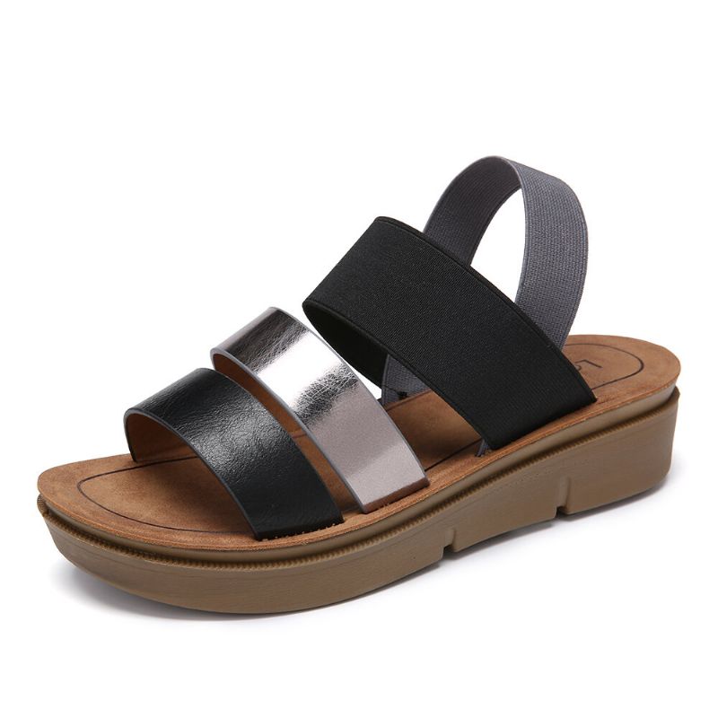 Lostisy Kvinner Casual Triple Strap Slingback Platform Sandaler