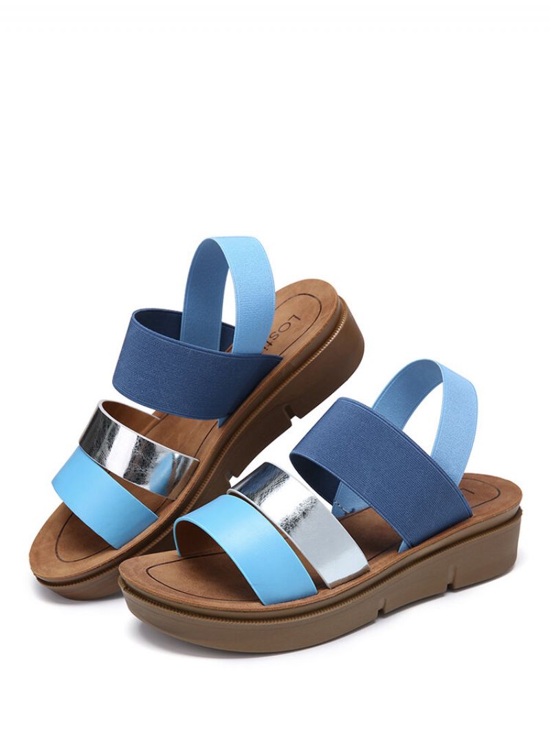 Lostisy Kvinner Casual Triple Strap Slingback Platform Sandaler