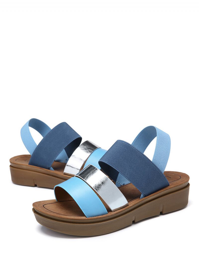 Lostisy Kvinner Casual Triple Strap Slingback Platform Sandaler