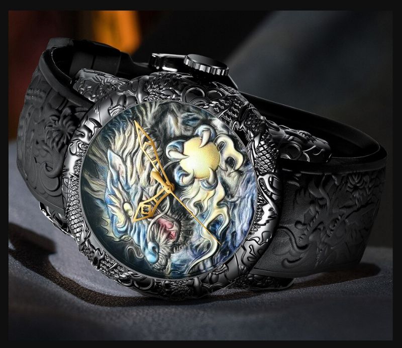 Luksus Mote Dragon Design Kvartsklokke Biden Silikonrem For Menn Vanntett Armbåndsur Sport Herreklokke Relogio Masculino