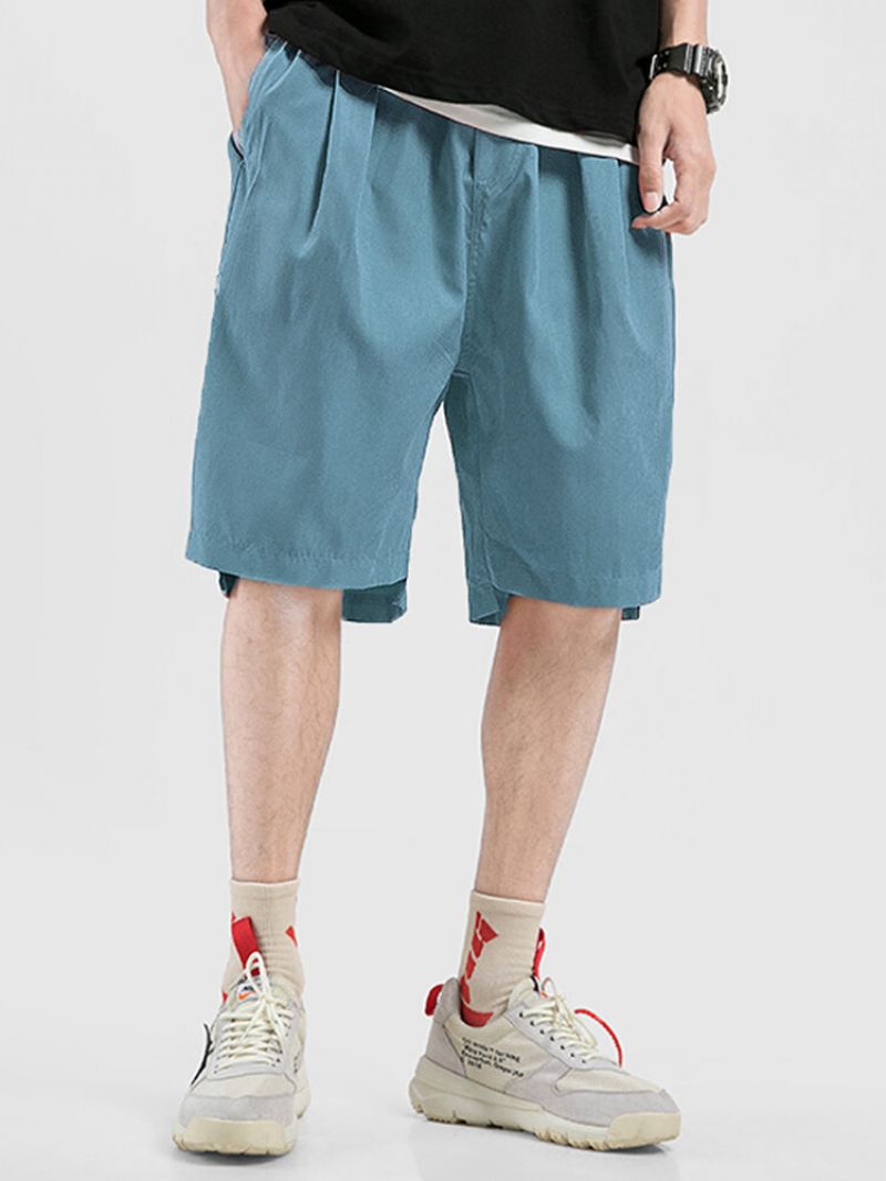 Menn Ensfarget Snøring Split Casual Shorts