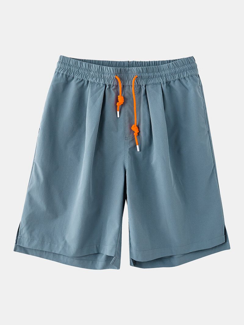 Menn Ensfarget Snøring Split Casual Shorts