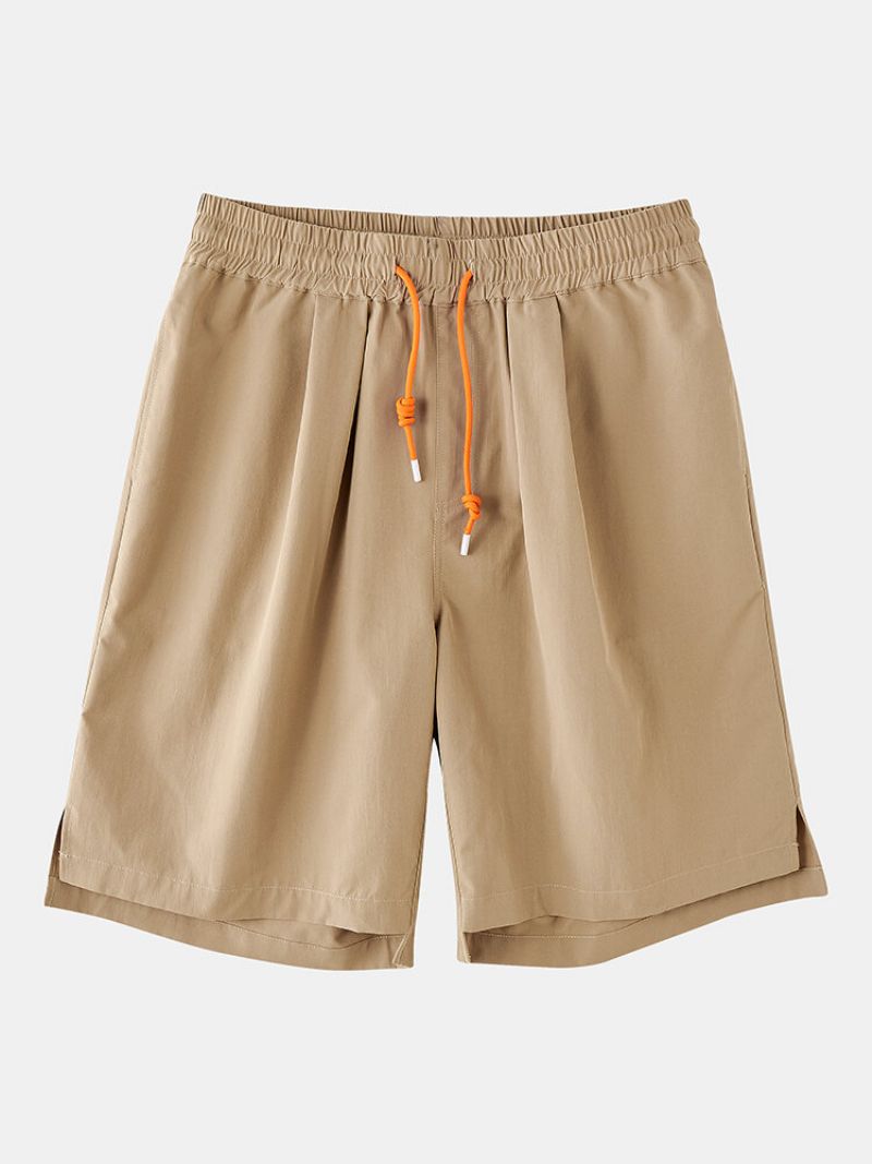 Menn Ensfarget Snøring Split Casual Shorts