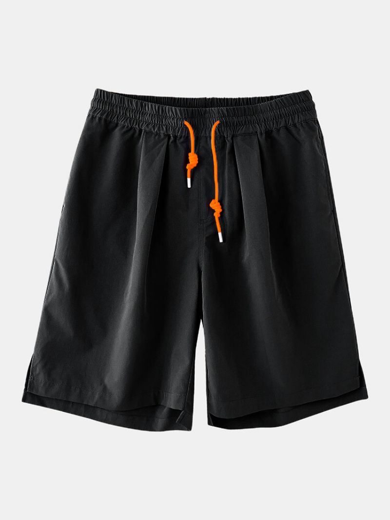 Menn Ensfarget Snøring Split Casual Shorts