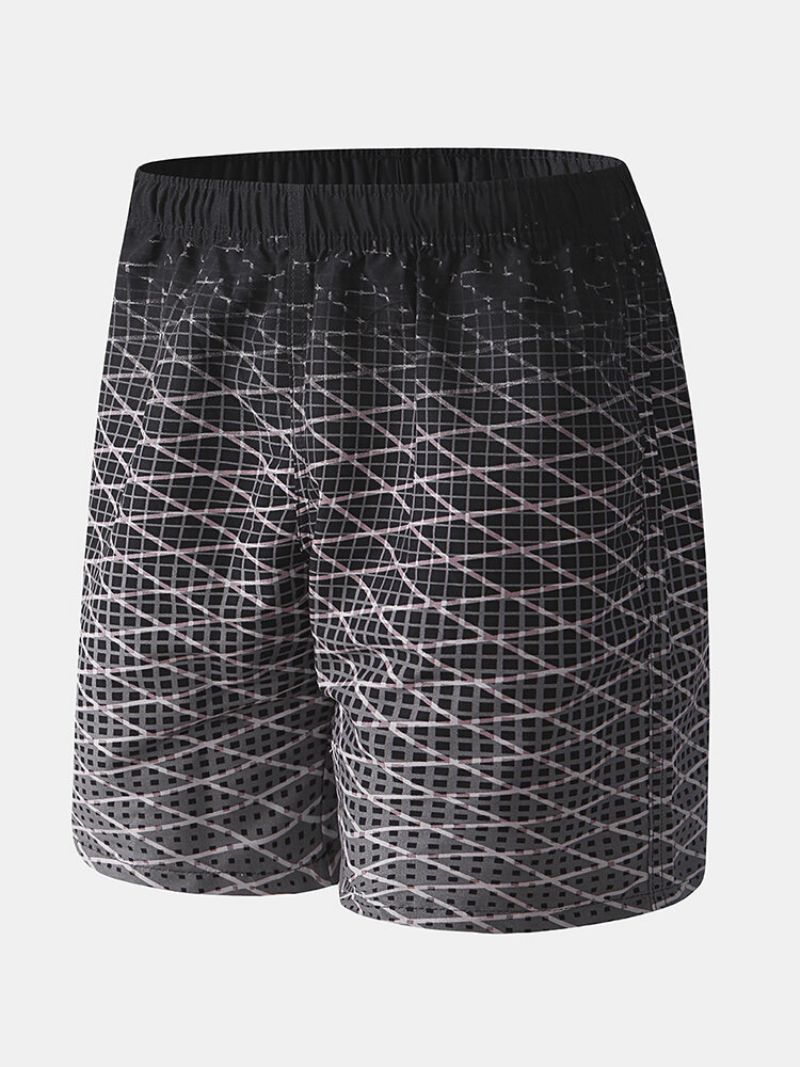 Menn Gradient Geometry Twill Print Board Shorts Elastisk Midje Myk Liner Svømmeshorts