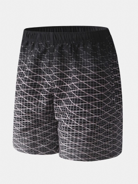 Menn Gradient Geometry Twill Print Board Shorts Elastisk Midje Myk Liner Svømmeshorts