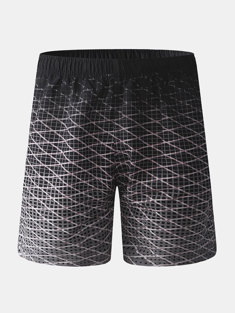 Menn Gradient Geometry Twill Print Board Shorts Elastisk Midje Myk Liner Svømmeshorts