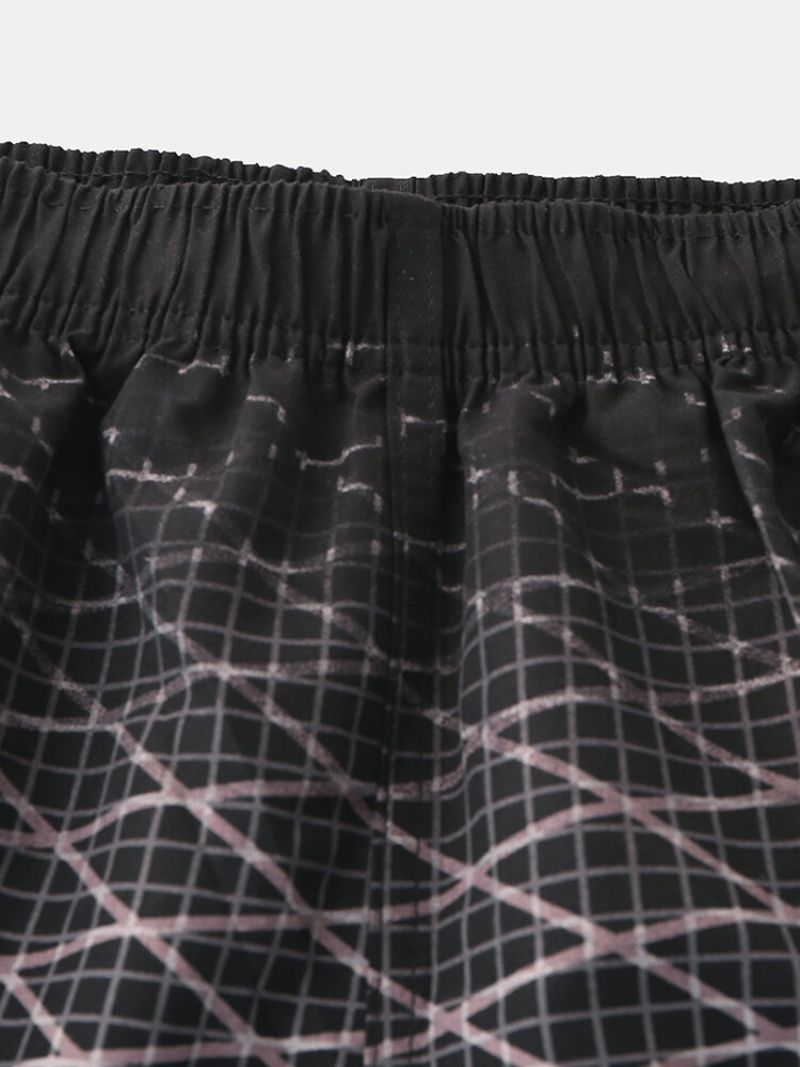 Menn Gradient Geometry Twill Print Board Shorts Elastisk Midje Myk Liner Svømmeshorts