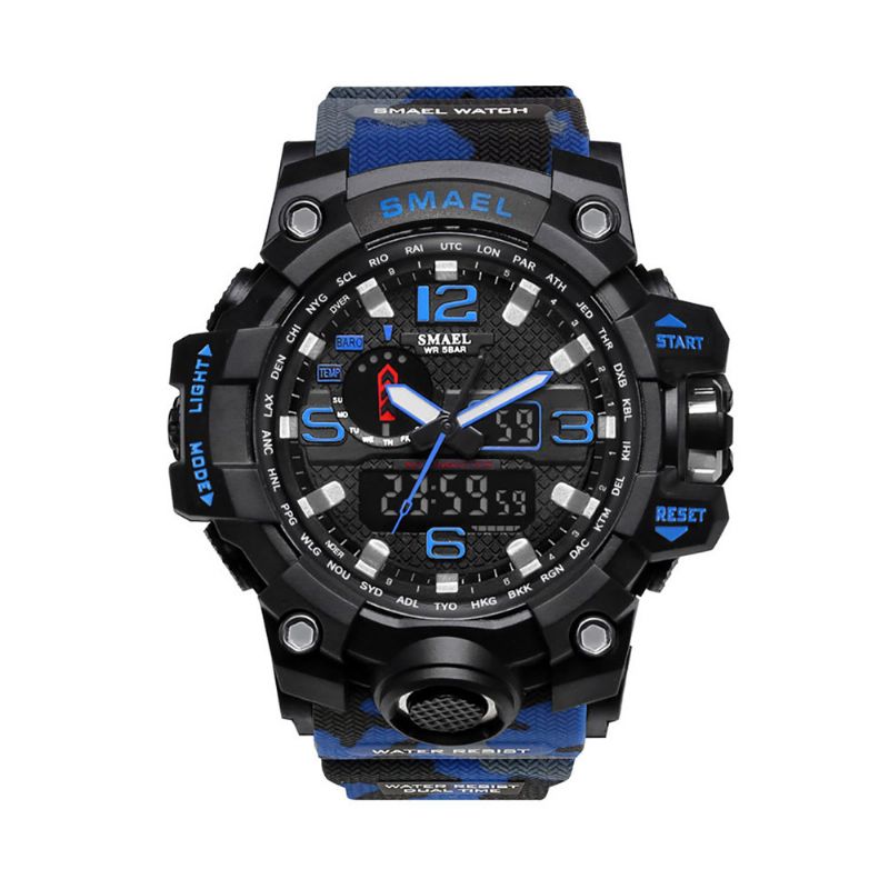 Men's Sports Analog Digital Watch Vanntett Multifunksjonell Armbåndsur Med Stor Ur For Menn