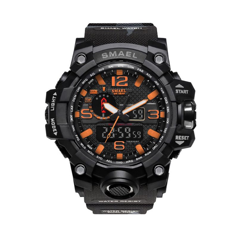 Men's Sports Analog Digital Watch Vanntett Multifunksjonell Armbåndsur Med Stor Ur For Menn