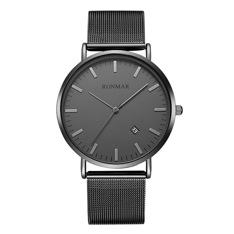 Minimalistisk Ultra-tynn Vanntett Herrekvartsklokke Business Casual Armbåndsur Med Stålbånd