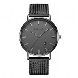 Minimalistisk Ultra-tynn Vanntett Herrekvartsklokke Business Casual Armbåndsur Med Stålbånd