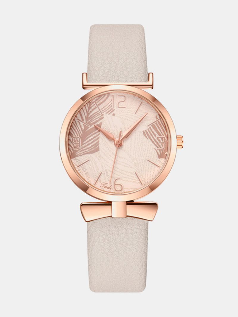 Morsomme Trendy Kvinner Klokker Tremønster Urskive Rose Gold Alloy Case Leather Band Quartz Watch