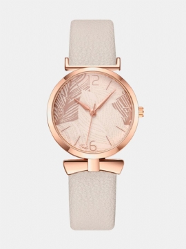 Morsomme Trendy Kvinner Klokker Tremønster Urskive Rose Gold Alloy Case Leather Band Quartz Watch