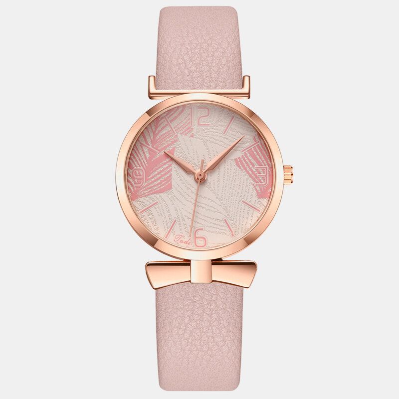 Morsomme Trendy Kvinner Klokker Tremønster Urskive Rose Gold Alloy Case Leather Band Quartz Watch