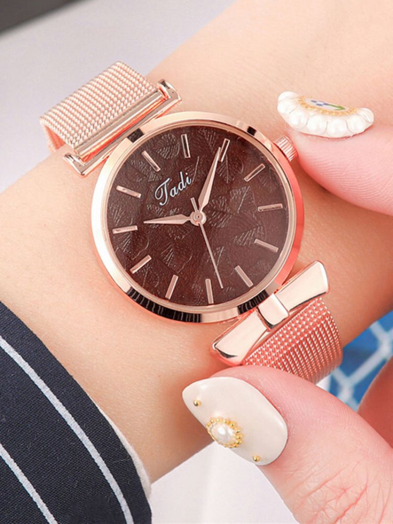 Mote Elegante Dameklokker Rose Gold Alloy Justerbar Band Case No Number Dial Quartz Watch