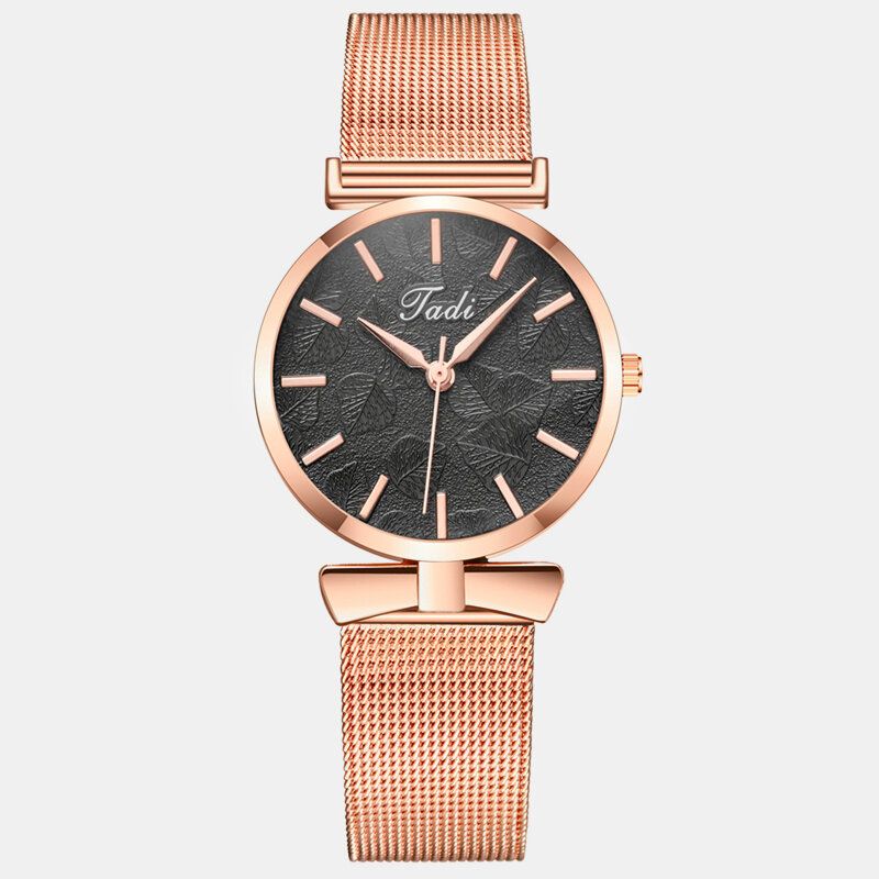 Mote Elegante Dameklokker Rose Gold Alloy Justerbar Band Case No Number Dial Quartz Watch