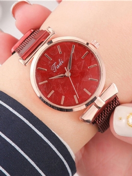 Mote Elegante Kvinner Klokker Alloy Mesh Band No Number Dial Rose Gold Case Quartz Watch